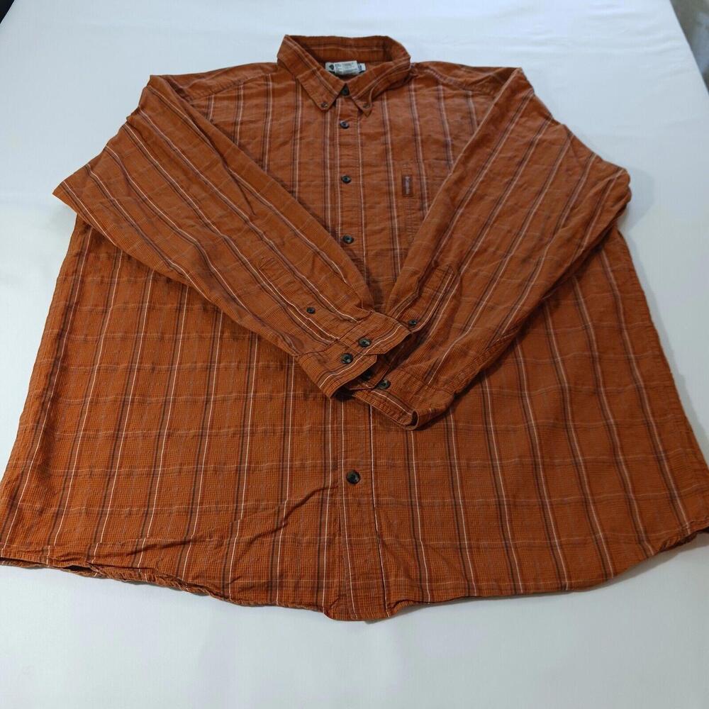 Columbia AM7449 Men's Cotton Burnt Orange Button-Down Collar Check Shirt Sz 2XL
